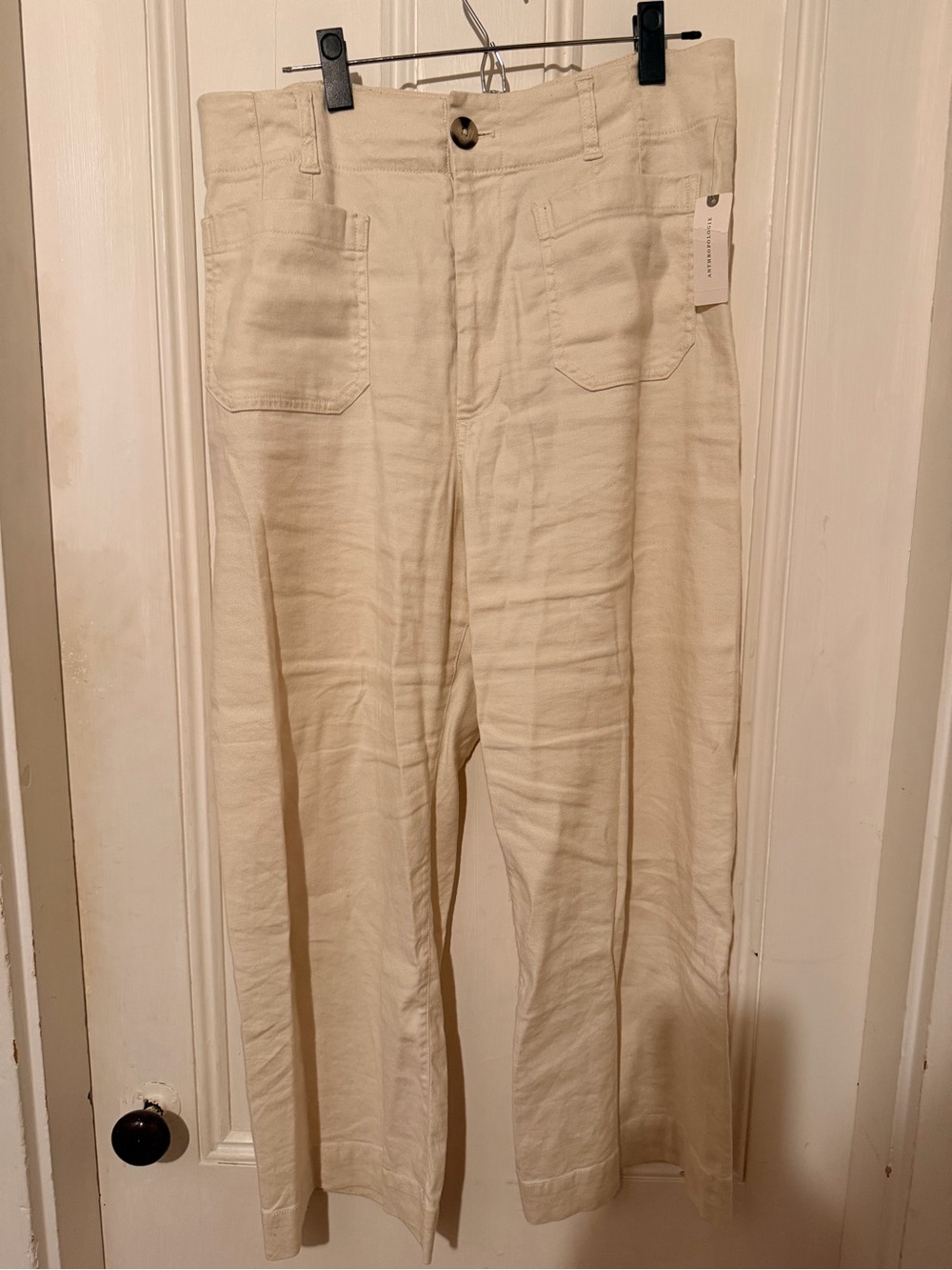 Anthropologie Mauve 32 Cream High-Rise Wide-Leg Pants